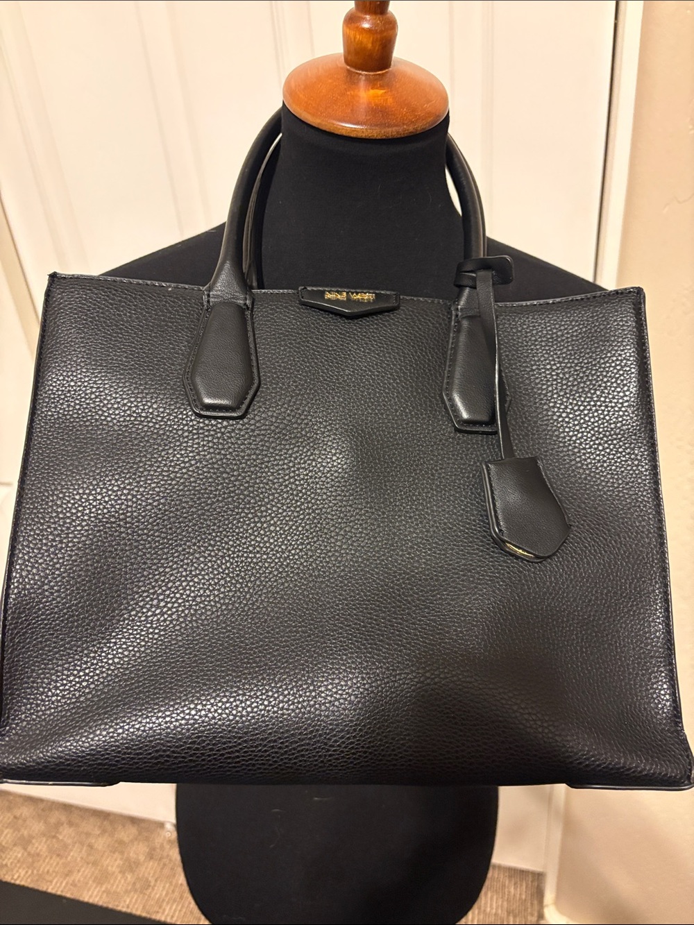 Nine West Black Pebbled Leather Tote